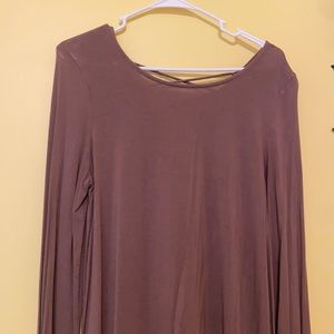 Flowy brown top, faux corset back